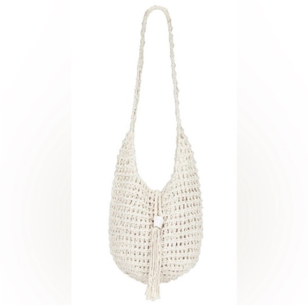 La Perla Bag in Natural- Cream Hobo Bag with Intricate Woven Patterns